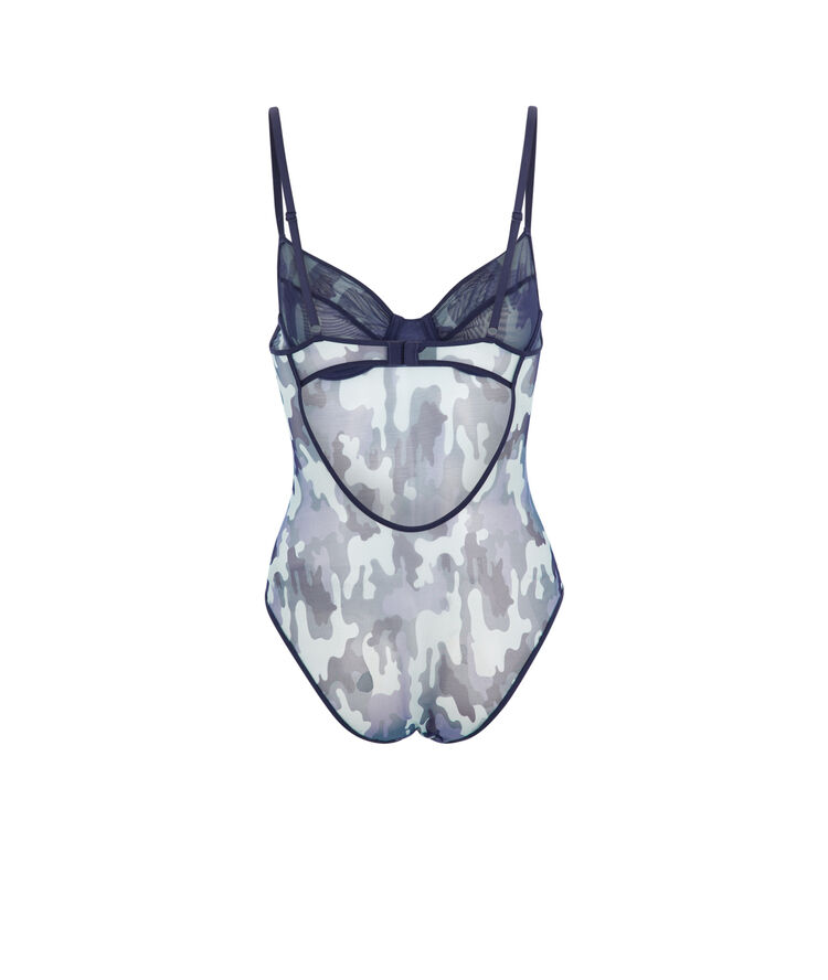 Body aus tüll camouflage-print camistreetiz blau.