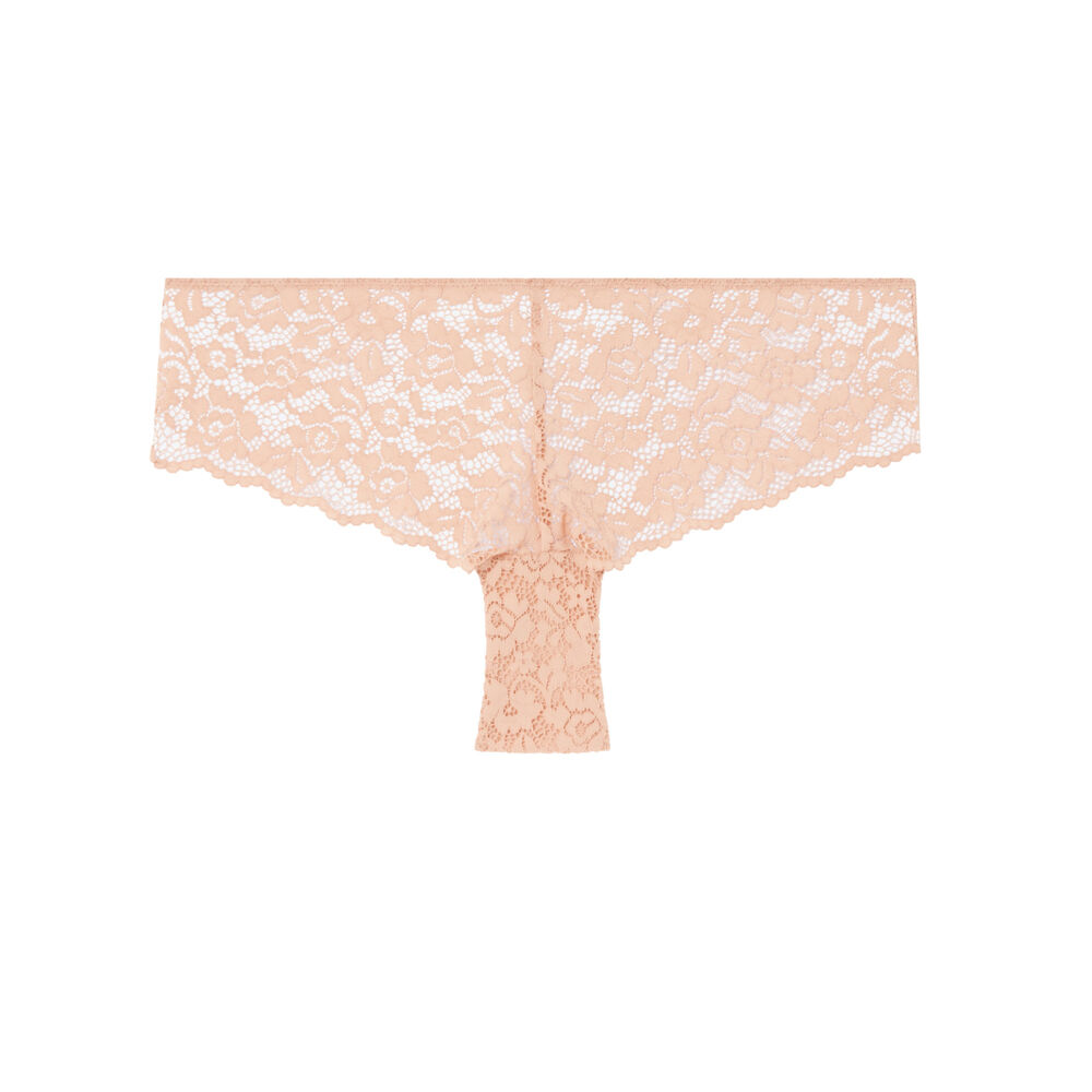Floral lace shorty - beige beige.