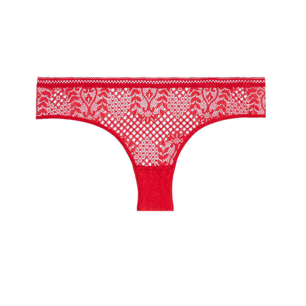 100% cutaway lace knickers - red red.