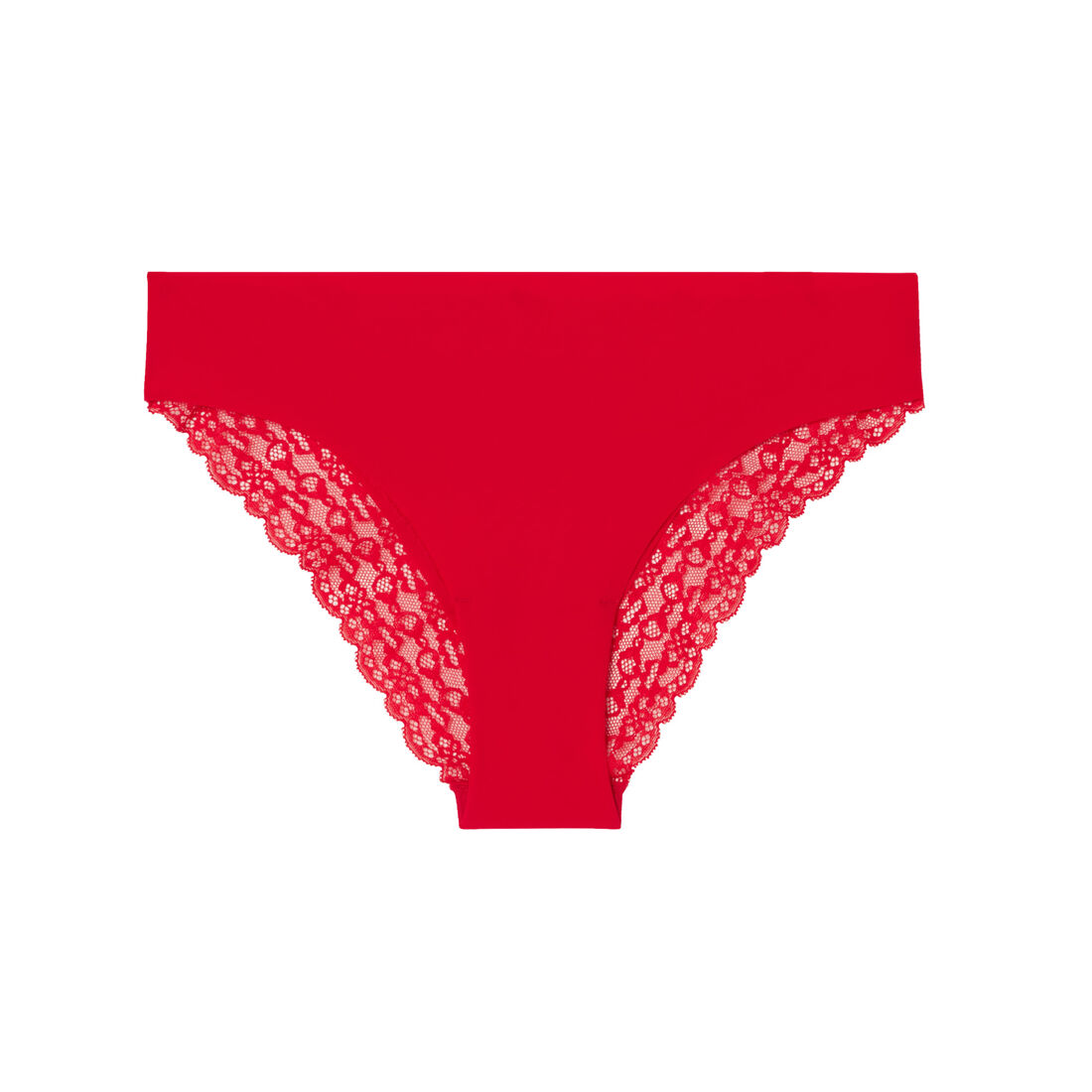 microfibre and lace briefs - red;