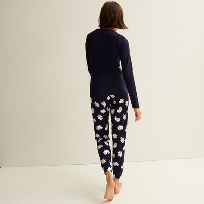 the aristocats marie print long-sleeved top and trousers set - dark blue;
