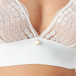 non-wired lace triangle bra with charm;