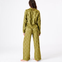 satin flower patterned trousers;