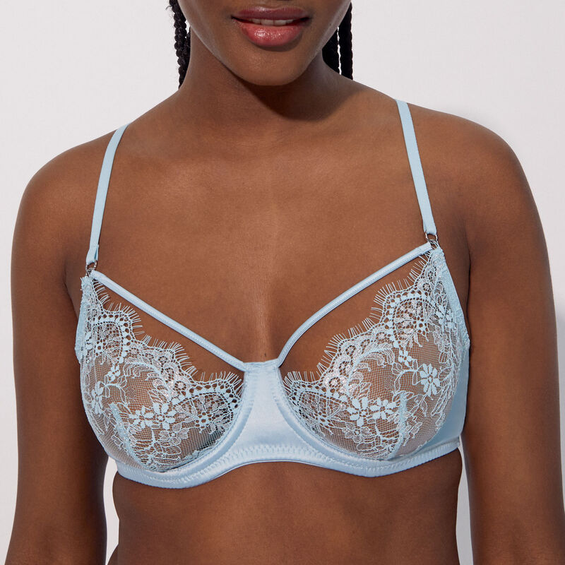 floral lace triangle bra with straps;