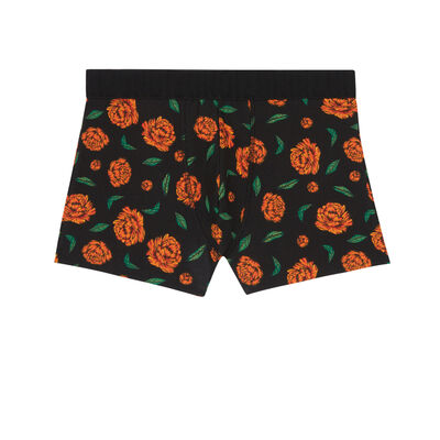 boxer shorts with peony pattern - black;