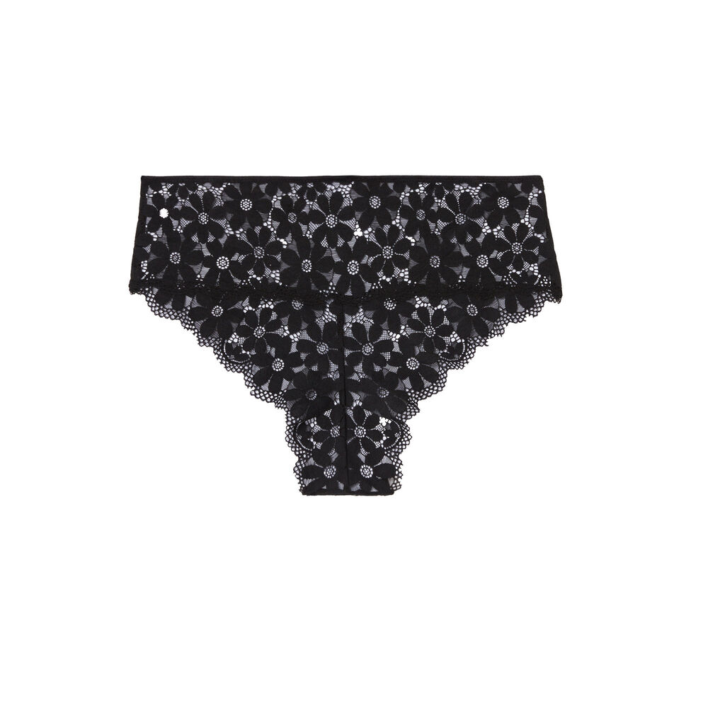 High-waisted lace knickers - black black.