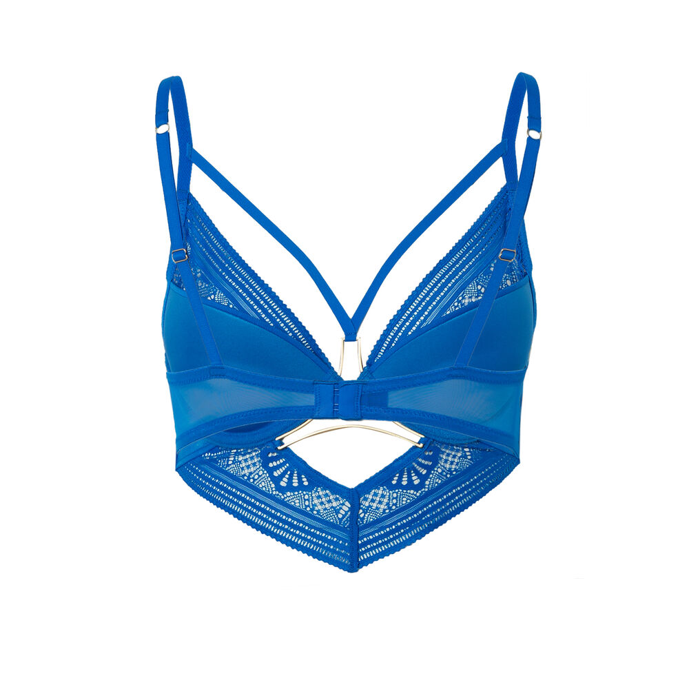 Push-up bra with ties and jewellery - blue blue.