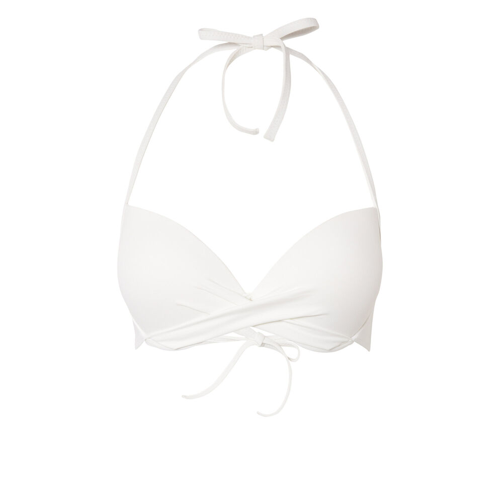 Open back push-up bikini top with twisted neckline - ecru ecru.