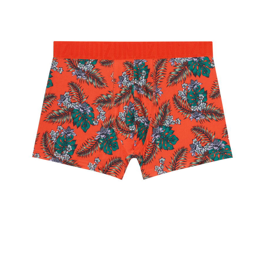 cotton boxers with tropical print - coral;