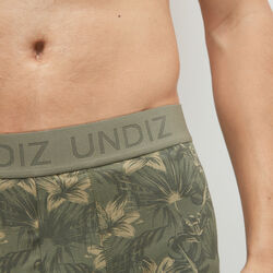 cotton boxer shorts with tropical pattern;