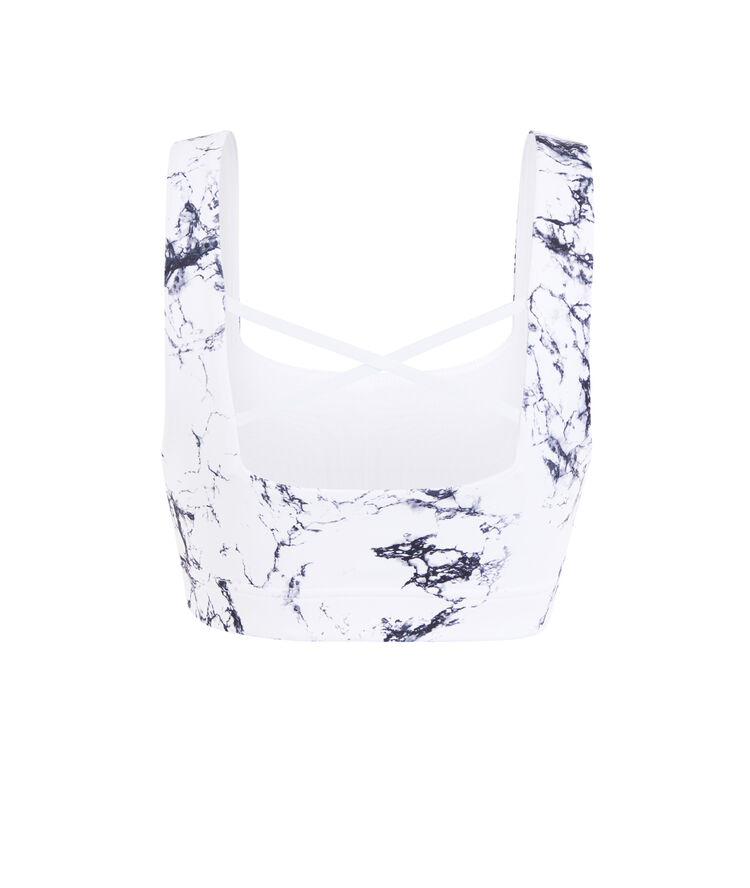 Yogamarbliz marble print sports bra white.