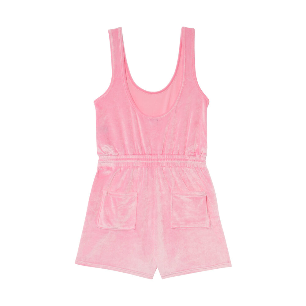 Velvet and terry cloth playsuit with drawstring - pink pink.