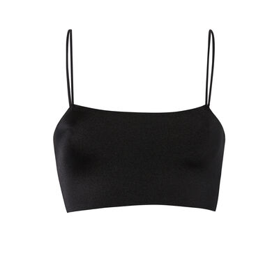 lace wireless bra with spaghetti straps - black;
