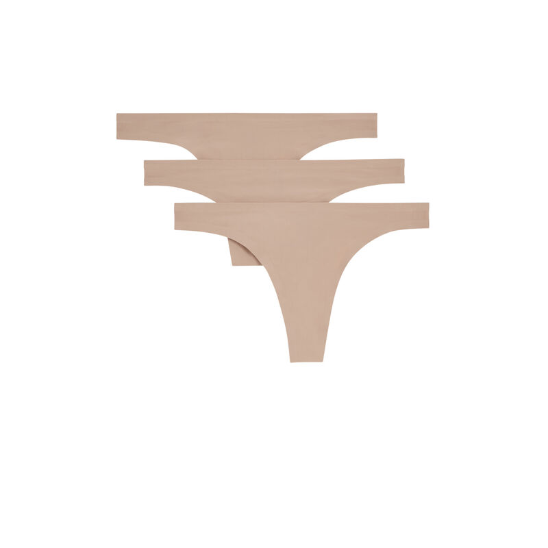 Pack of microfibre thongs - nude Pack of microfibre thongs - nude;