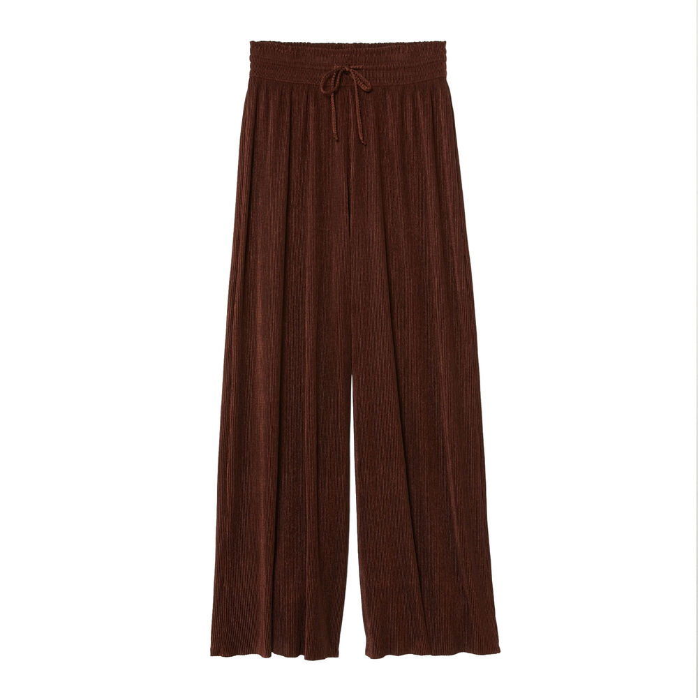 Wide pants with pleated waist - brown brown.