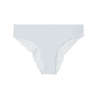 microfibre and lace briefs - baby blue;