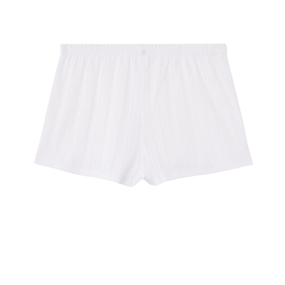 Plain pointelle knit shorts - white white.