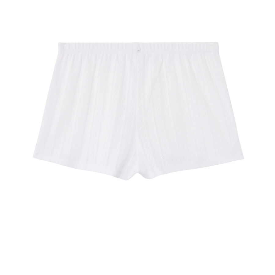 plain pointelle knit shorts - white;