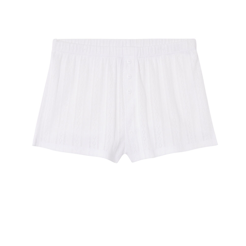 Plain pointelle knit shorts - white white.