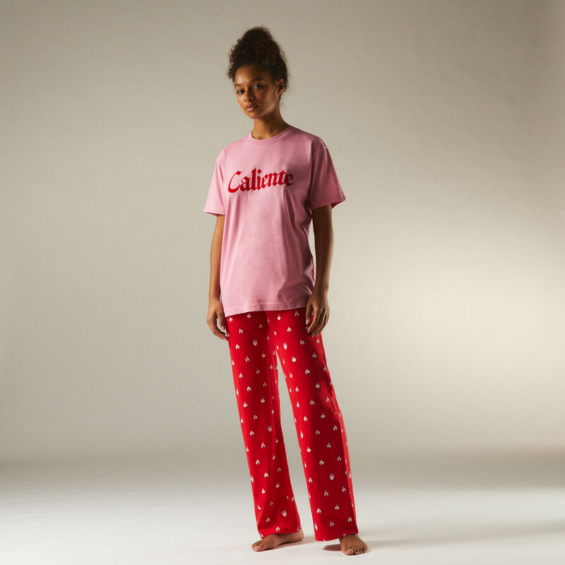 pantalon de pyjama avec imprimé de petites flammes;