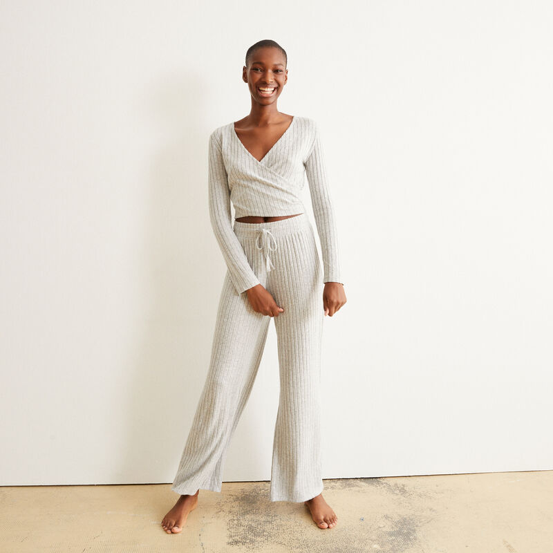wide-leg trousers and drawstring - grey wide-leg trousers and drawstring - grey;