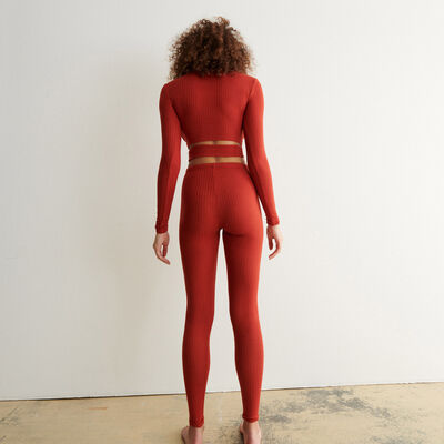 fabric top with waist lacing - ochre red;