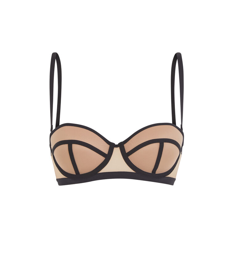 Saturiz black push-up bandeau bra black.