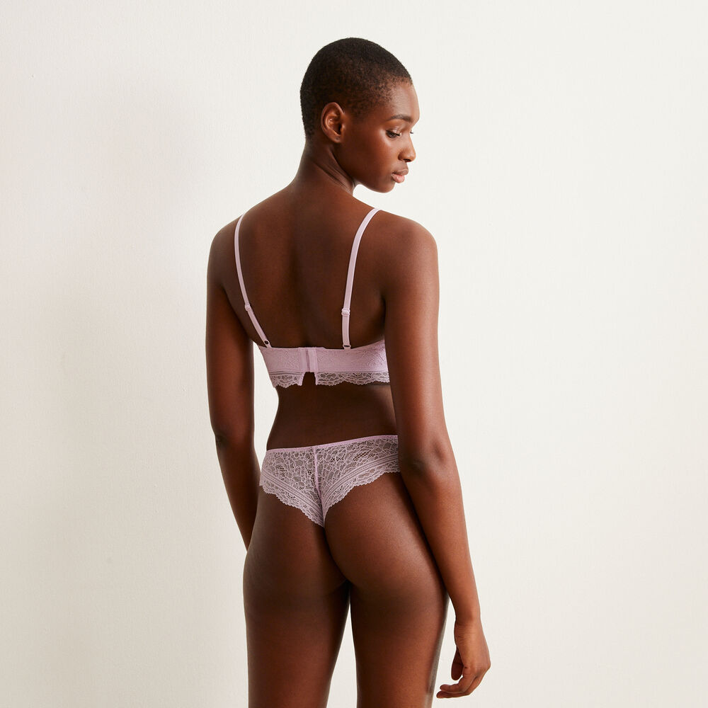Non-wired triangle bra - white purple.