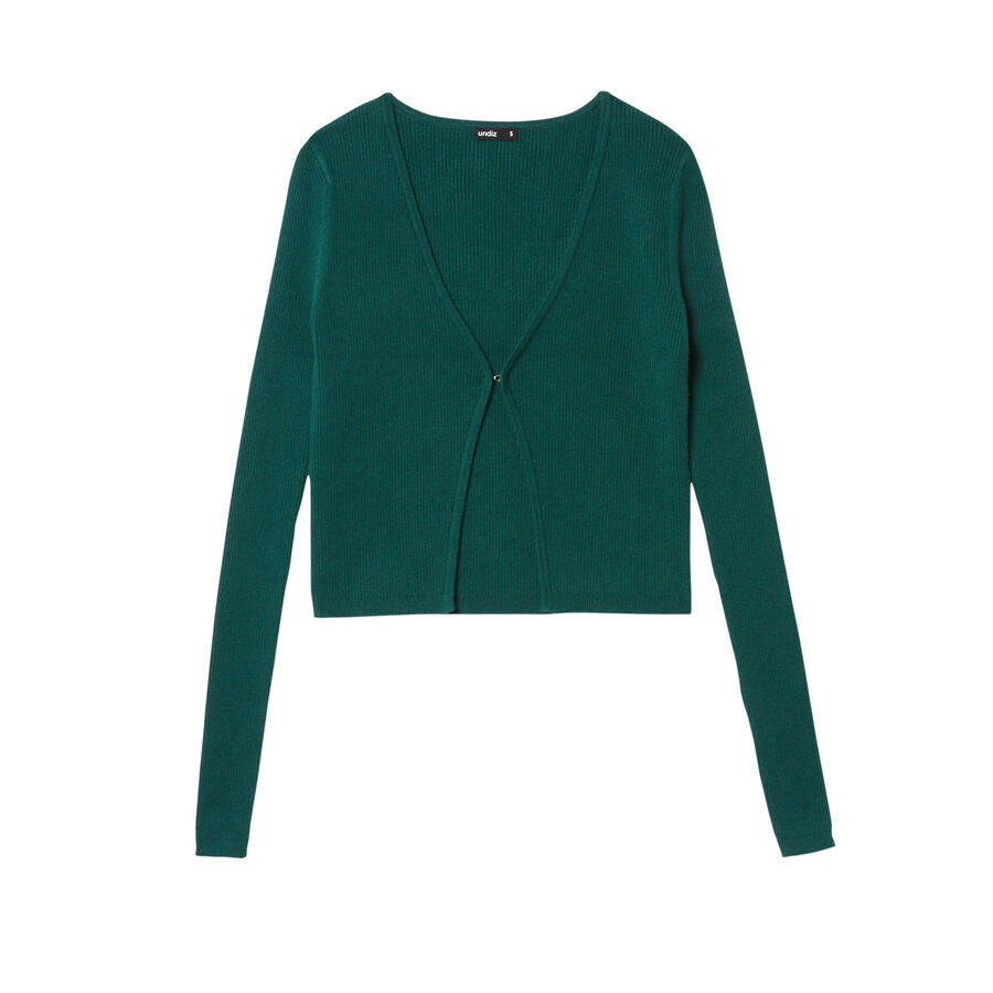 knitted top with hook fastening - fir green;