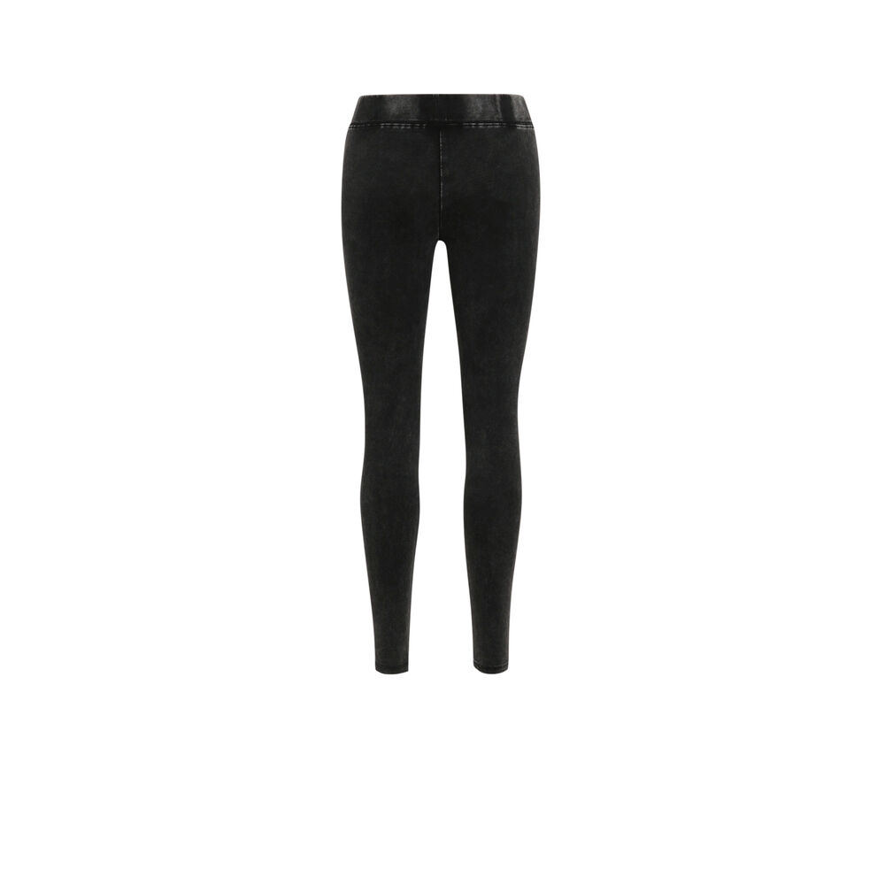 Distressed leggings - black black.