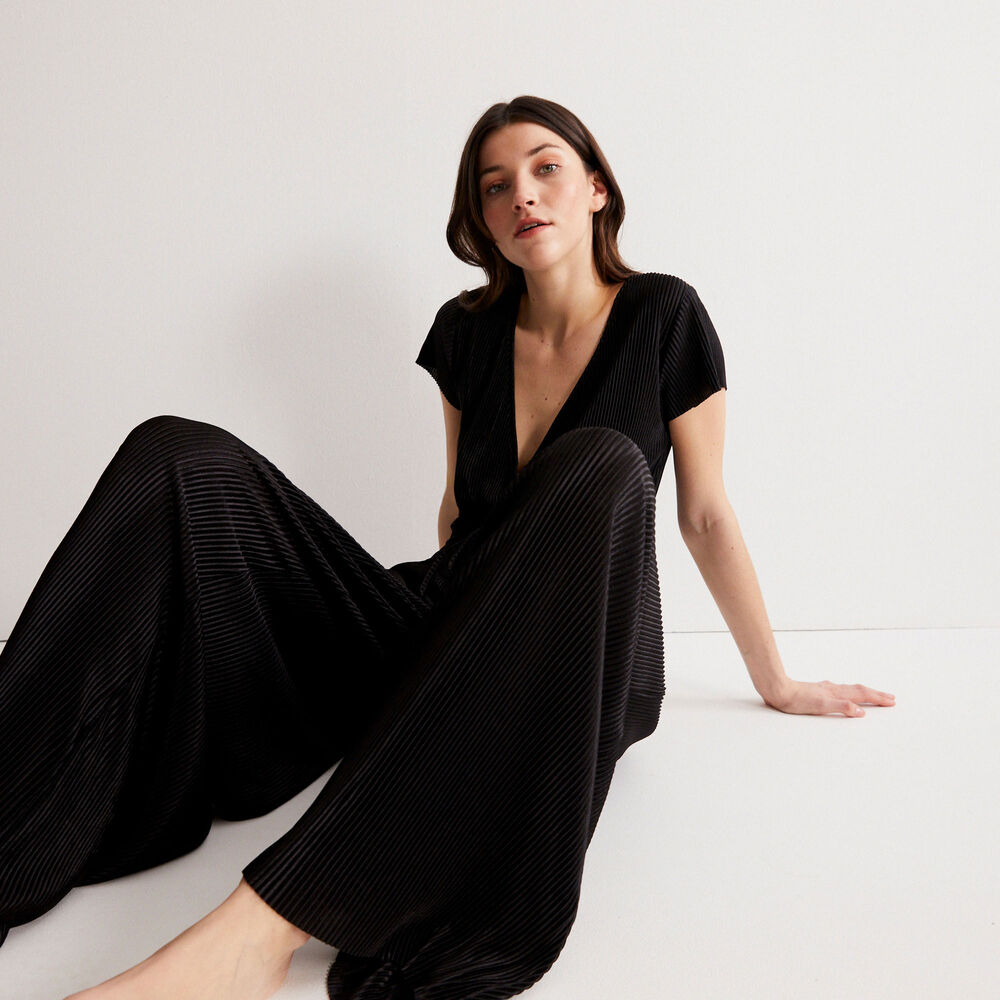Pleated elasticated gathered trousers - black black.