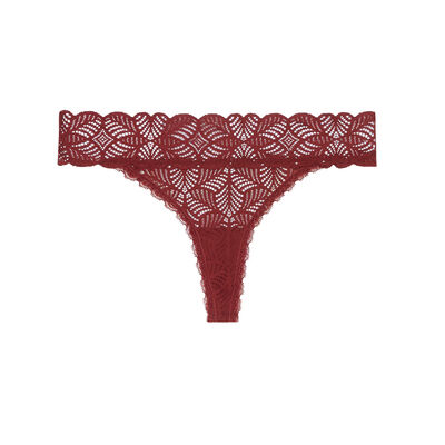lace thong - burgundy;