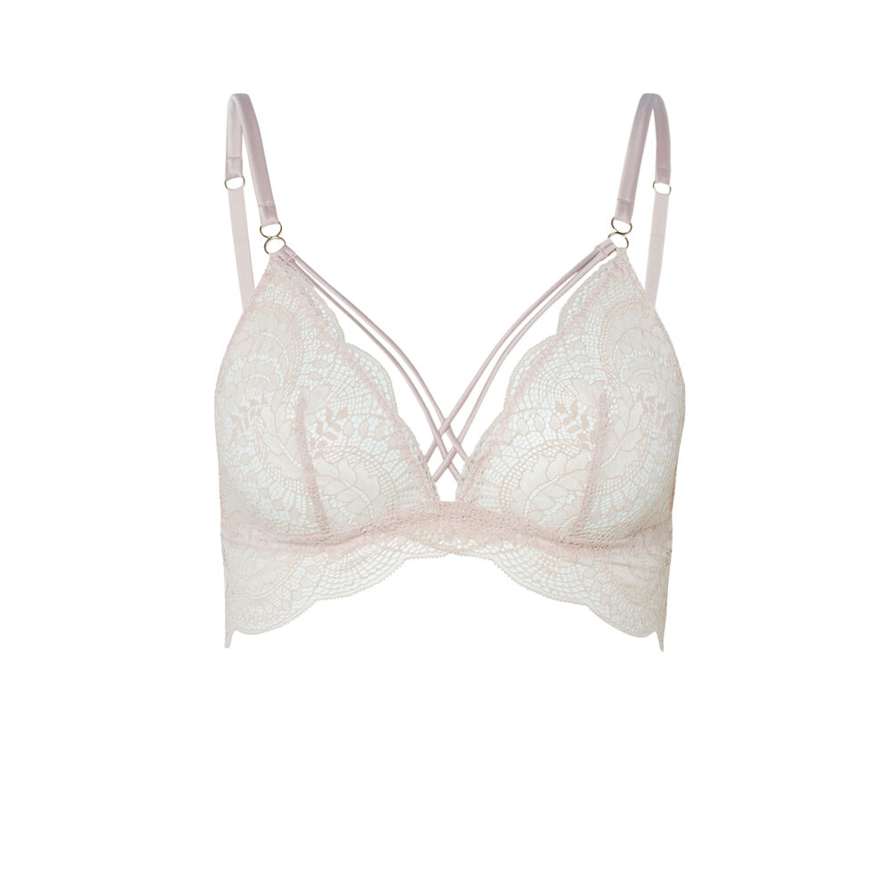 Lace triangle bra with satin strap - pink pink.