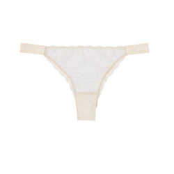 high-waisted thong with floral lacing - ecru;