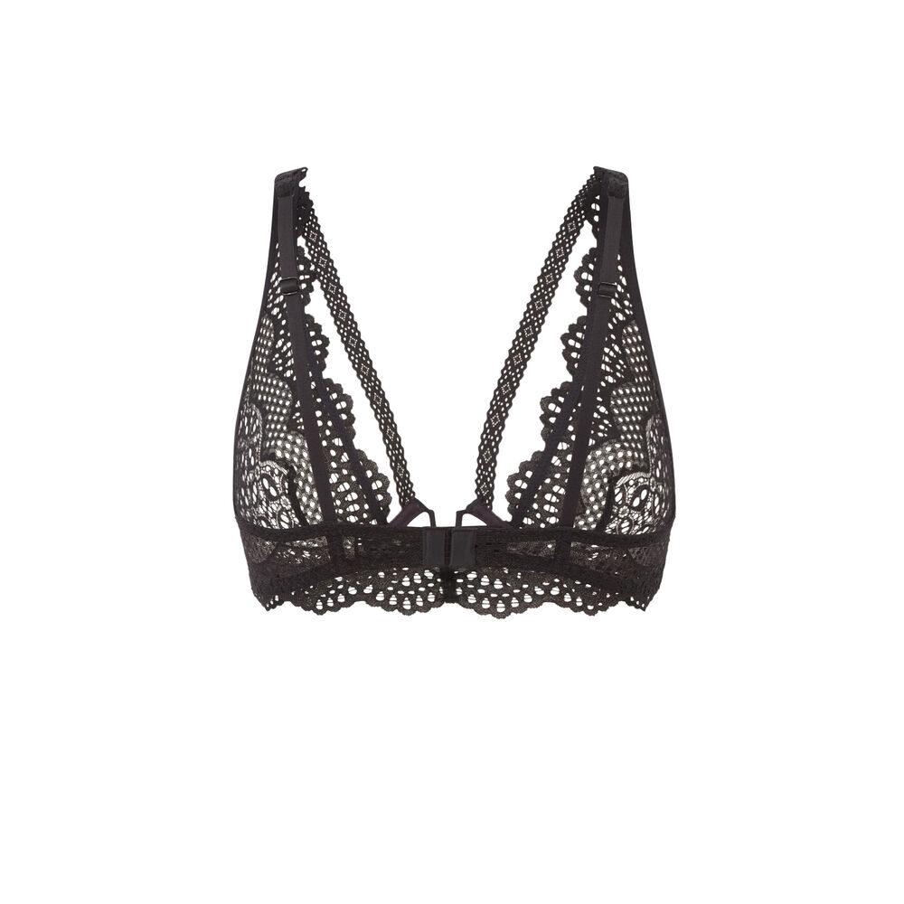 Lace balcony bra - black black.