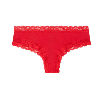 plain cotton and lace hiphuggers - red;