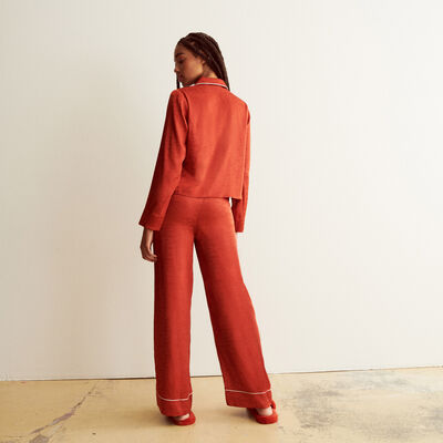 "love is love" satin jacquard trousers - red ochre;