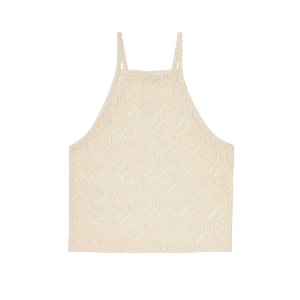 Crew-neck lac top - ecru ecru.