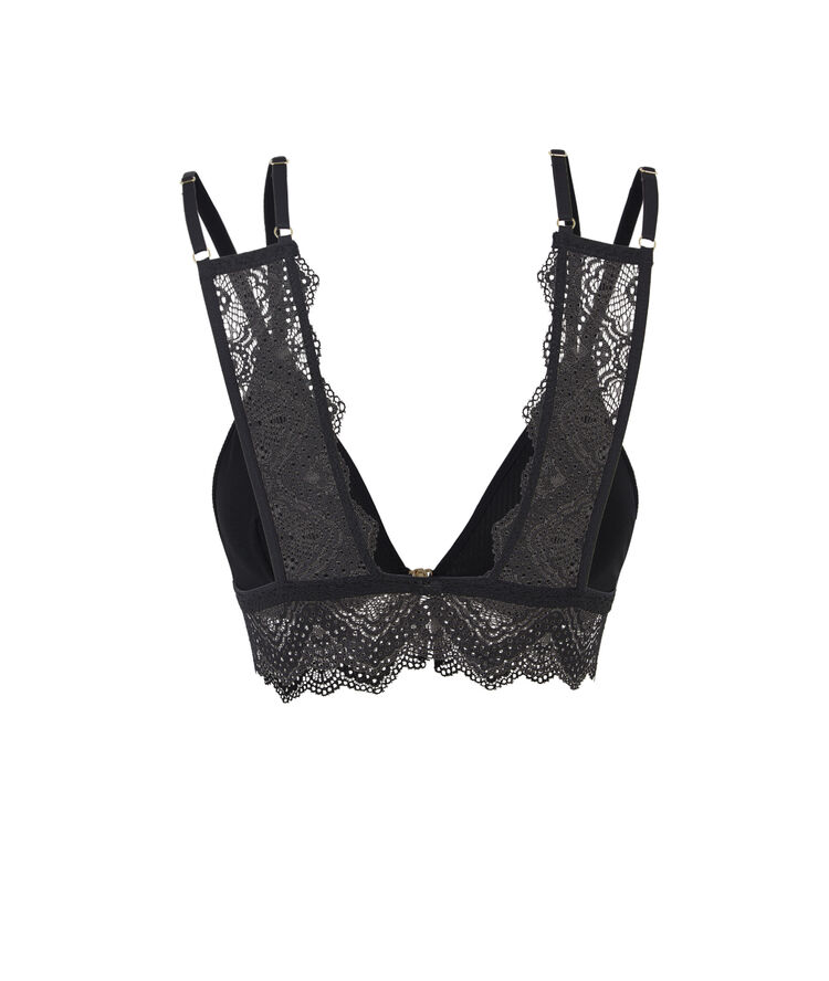 Marceliz micro/lace wire free triangle bra black.