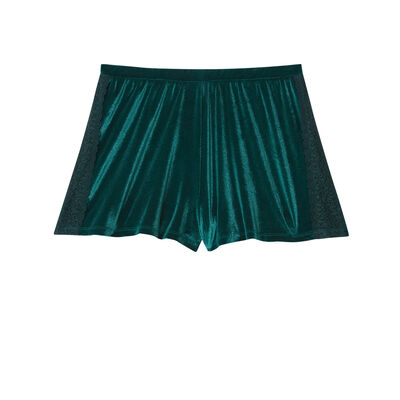 velvet shorts with lace detail - pine;