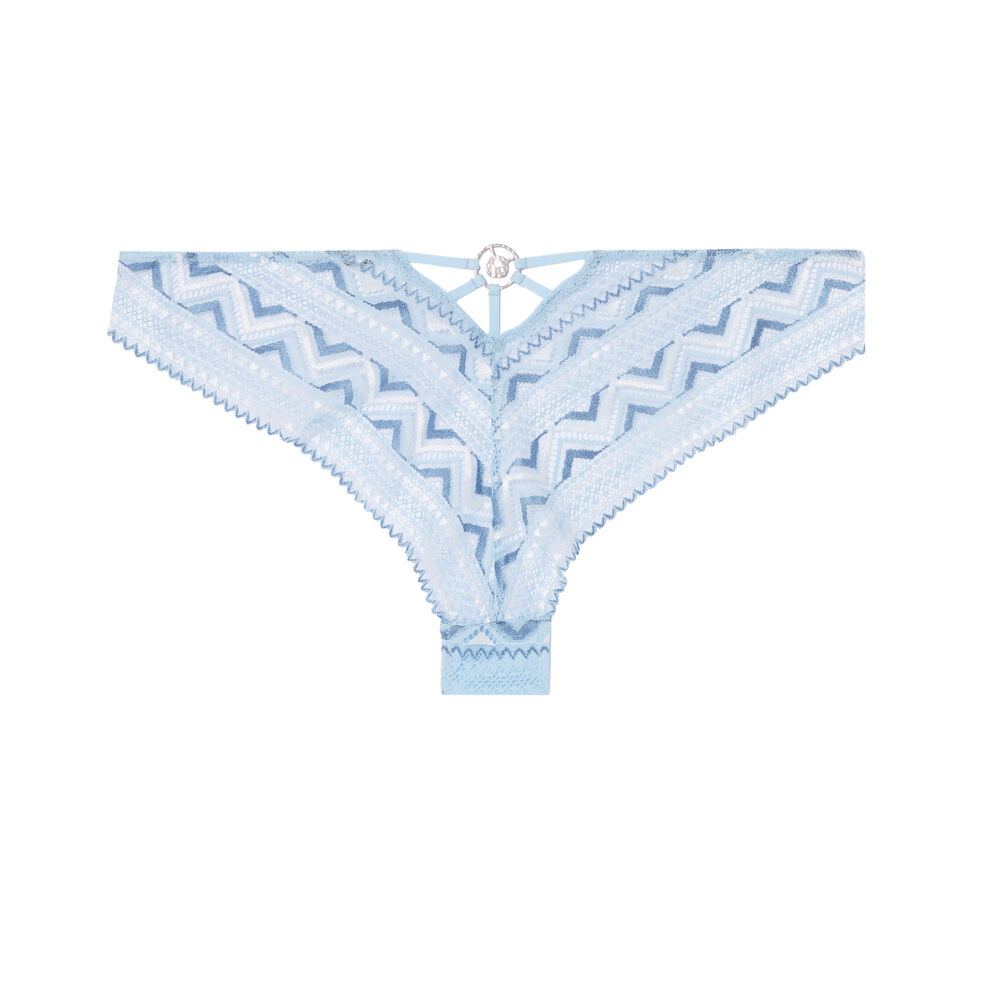 Two-tone lace tanga - blue blue.