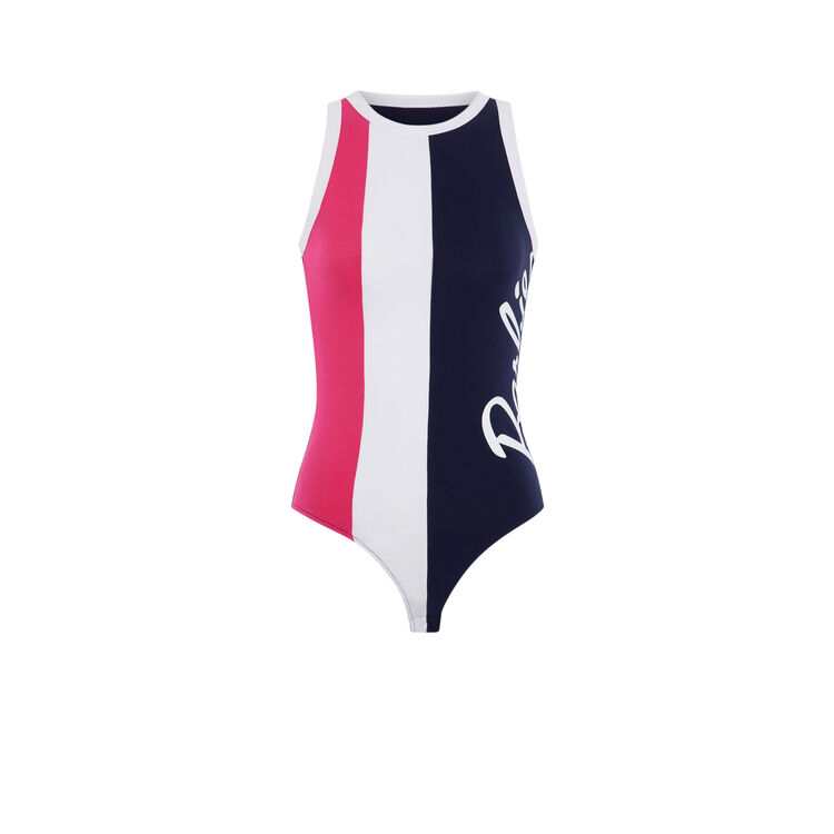 Barbiefigiz barbie logo bodysuit navy blue.