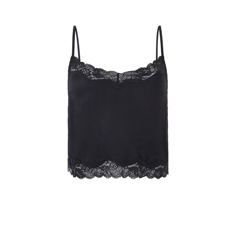 Sexysatiz top with narrow satin straps black.