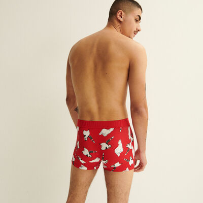 penguin print boxers - red;
