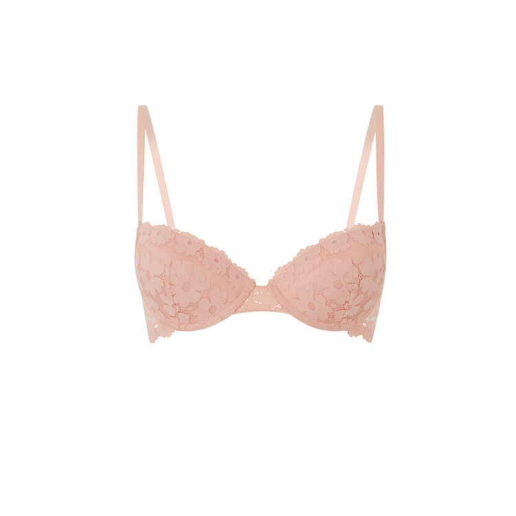 Coloramadiz camo detail figure-enhancing lace bra powder pink.