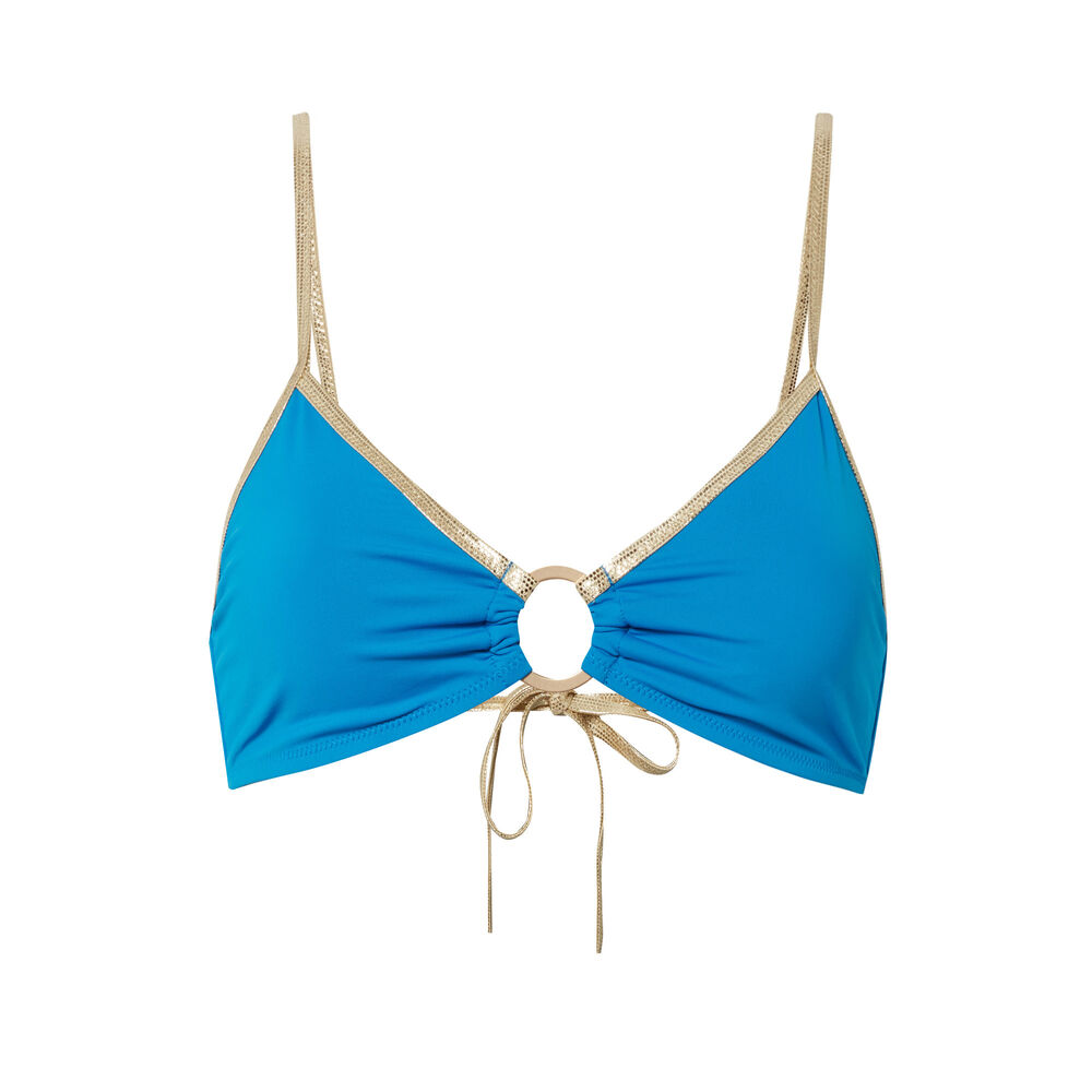 Bralette bikini top with golden ring - blue blue.
