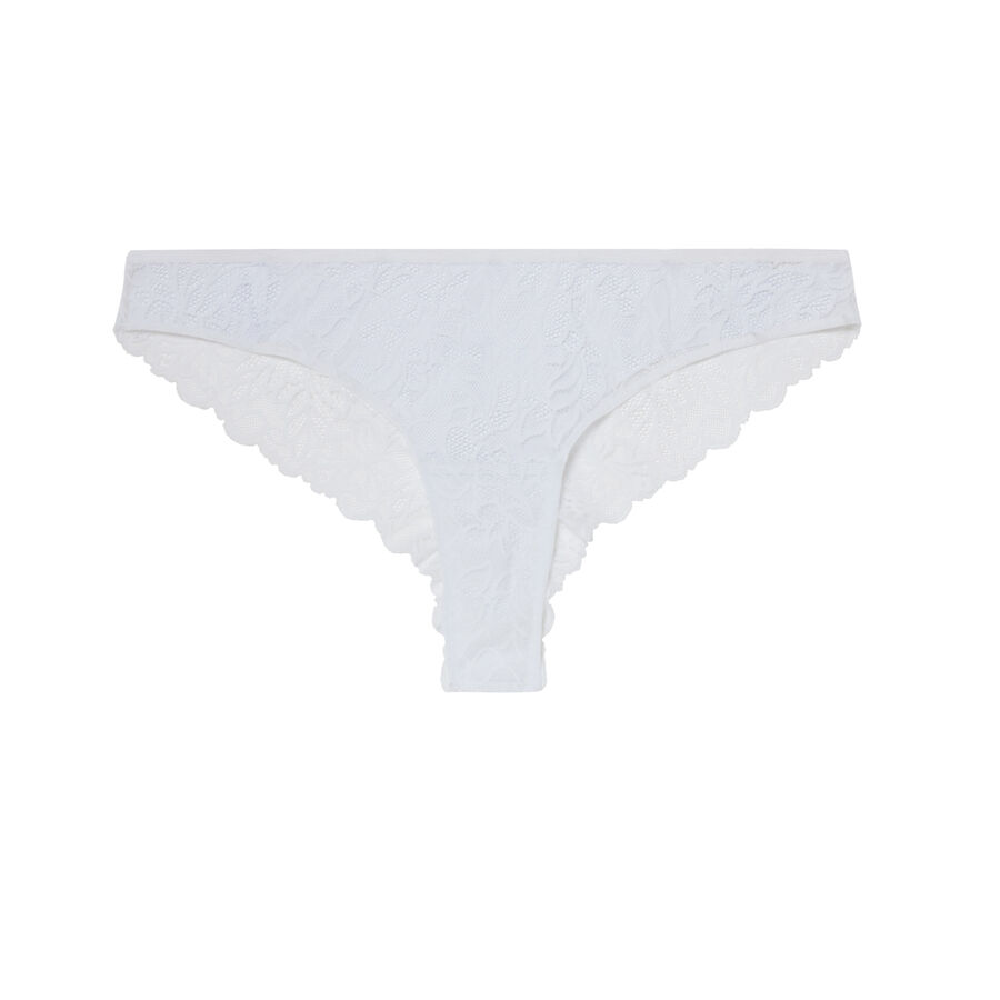 lace tanga briefs with tie decoration - white;