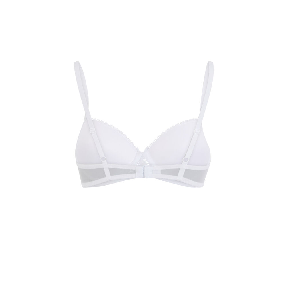 Padded lace bra with bow detail - white white.