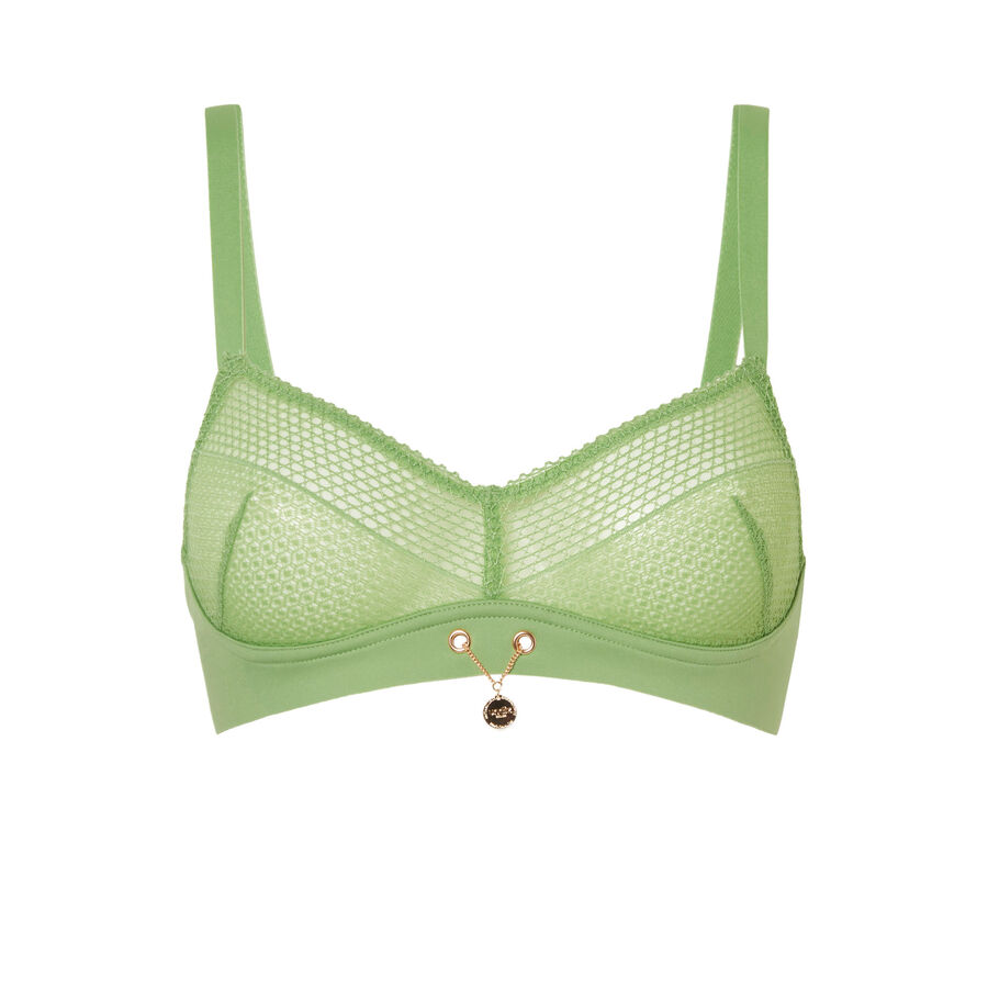 non-wired bralette with medallion detail - green;