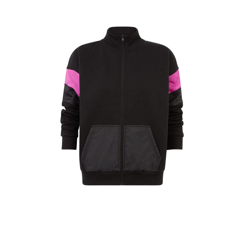Zipped jacket with sleeve detailing - black Zipped jacket with sleeve detailing - black;